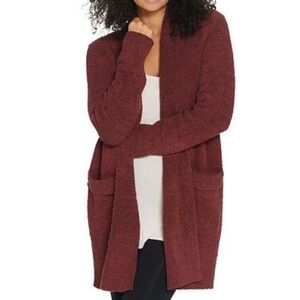 Barefoot Dreams CozyChic Cali Cardigan in Red Maroon Small